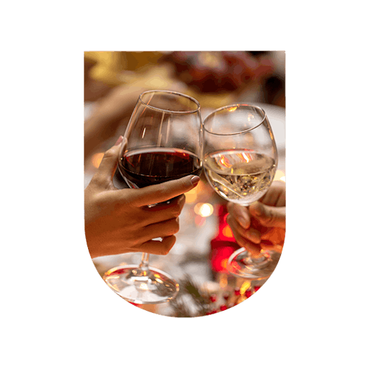 verre de vin rouge et verre de vin blanc